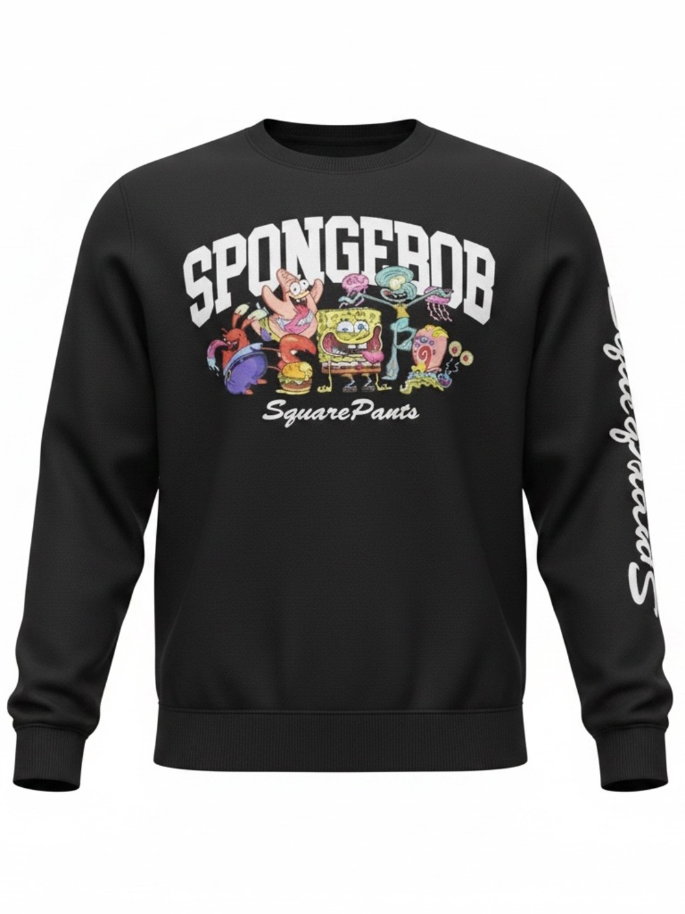 Nickelodeon SpongeBob SquarePants Graphic Crewneck Sweatshirt Black Size Medium